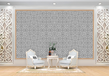 中式刺绣花纹背景墙高清图片