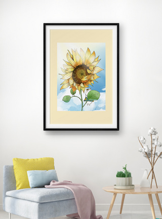 清新向日葵植物单图装饰画图片