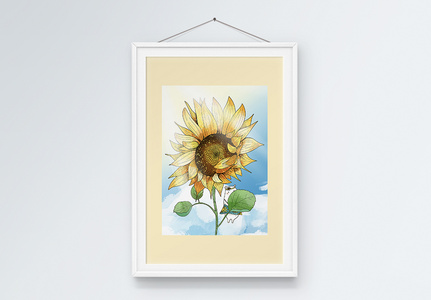 清新向日葵植物单图装饰画图片