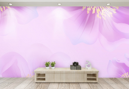 中式紫色电视背景墙高清图片