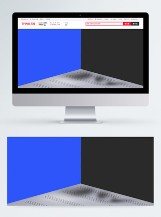 简约蓝色撞色电商banner背景图片