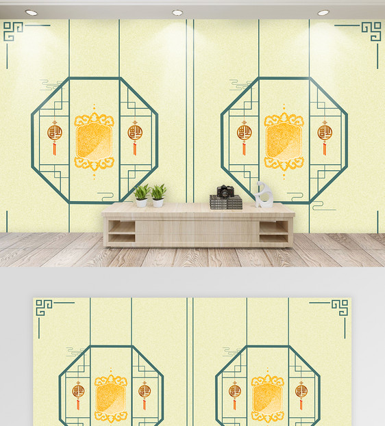 中式风格古典元素背景墙图片