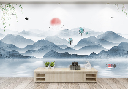 图片古风山水画意境山水背景墙高清图片古风山水画意境山水背景墙高清
