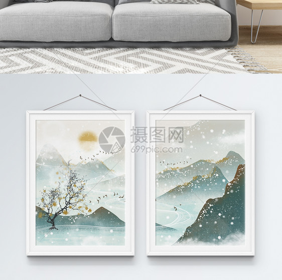 中国风水墨山水装饰画图片