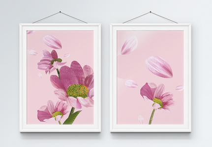 粉色花卉装饰画图片