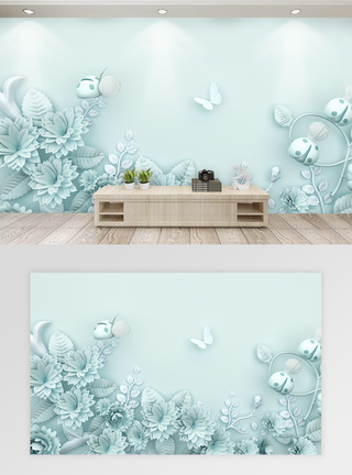立体花卉3d小清新花语浮雕背景模板