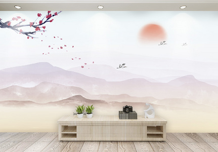 中国风山水背景墙图片