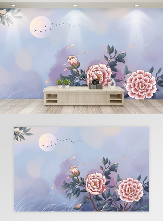 中国风花卉牡丹背景墙图片