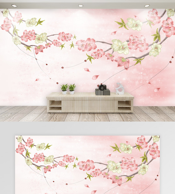 中国风唯美花卉背景墙图片