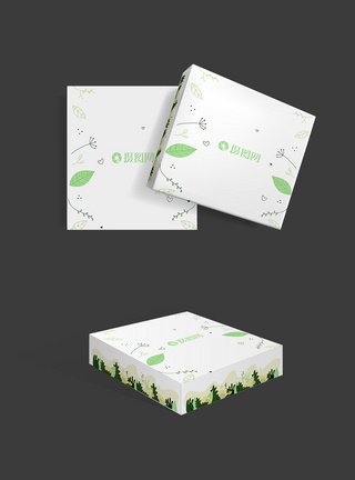绿色花纹包装盒样机图片