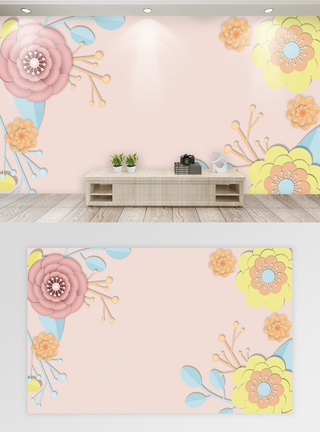 花朵背景墙立体浮雕花卉植物背景墙模板