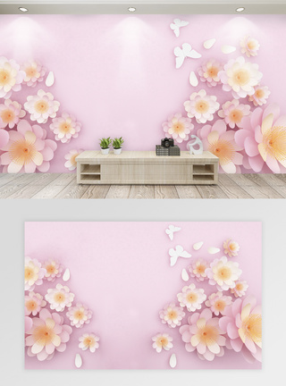 花朵背景墙立体浮雕花语植物背景墙模板