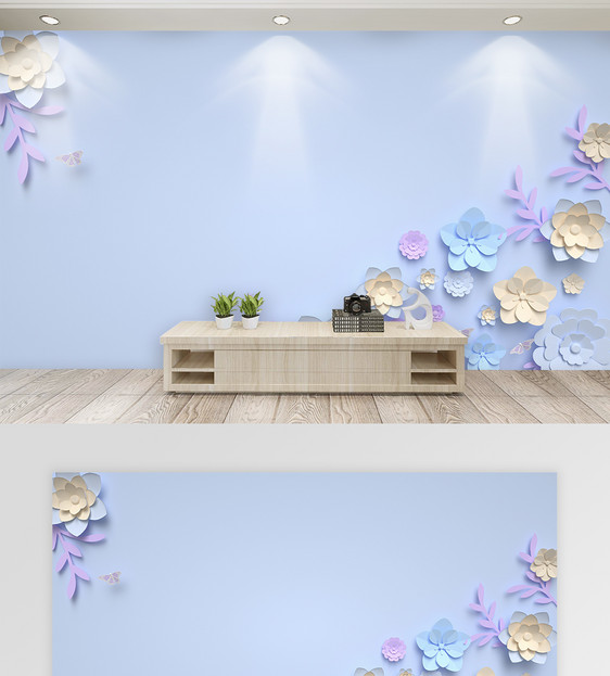 立体浮雕花卉植物背景墙图片