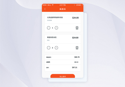 UI设计美食订餐页面app购物车页面高清图片