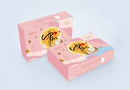 粉色剪纸风中秋佳节月饼包装盒设计图片