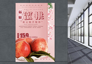 新鲜水蜜桃水果促销海报图片