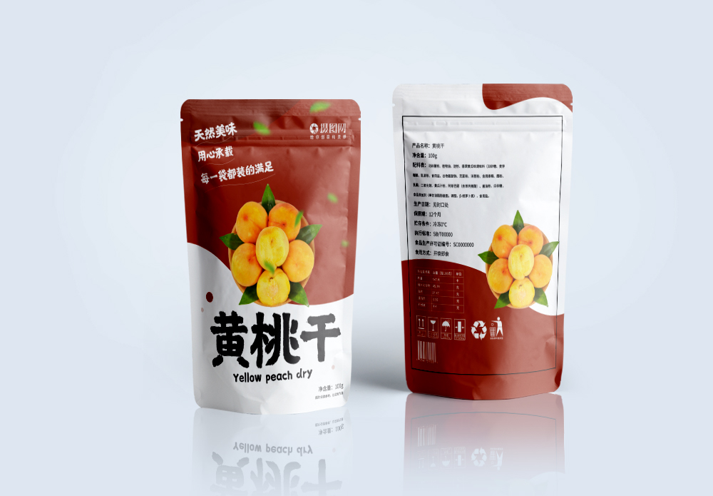 黄桃干果干果脯包装袋设计图片素材