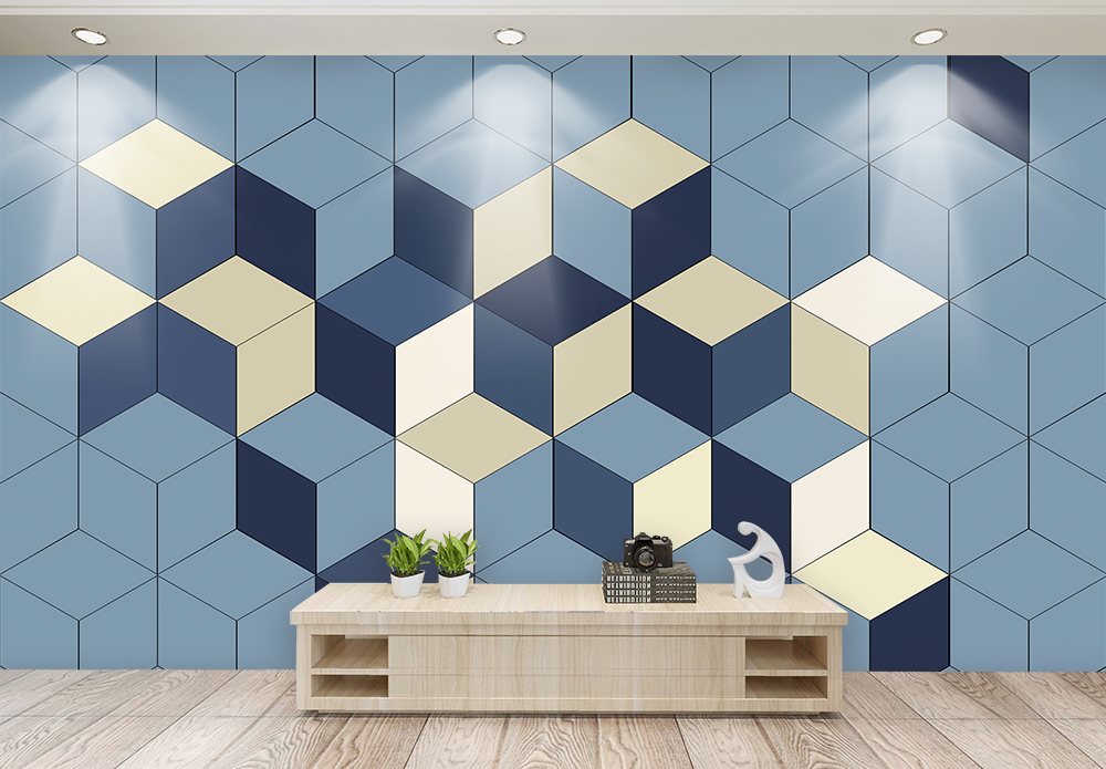 上部不规则几何色块客厅电视背景墙模板