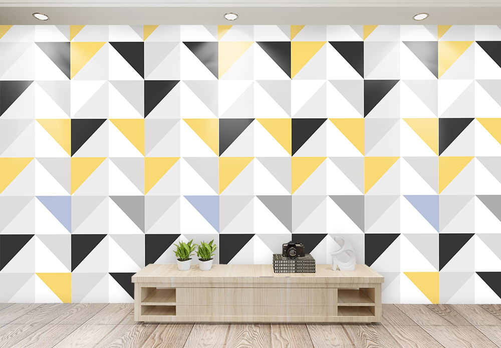 上部不规则几何色块客厅电视背景墙模板