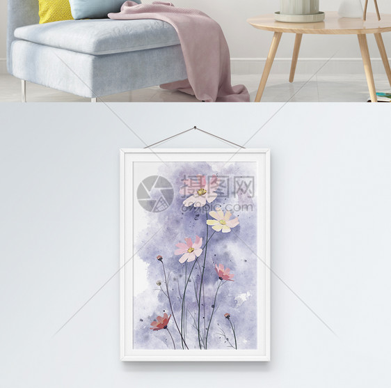 小清新紫色花卉单图装饰画图片
