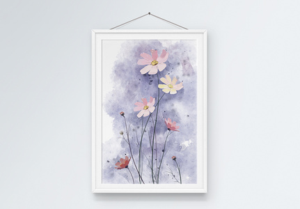 小清新紫色花卉单图装饰画高清图片