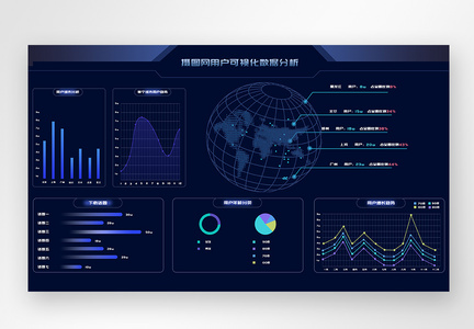 UI设计蓝色科技感大数据后台web界面图片