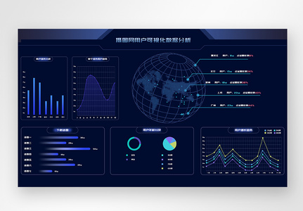 UI设计蓝色科技感大数据后台web界面高清图片