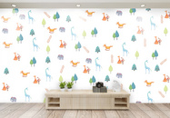 儿童 动物森林背景墙图片