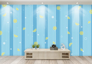 小清新清爽柠檬客厅背景墙图片