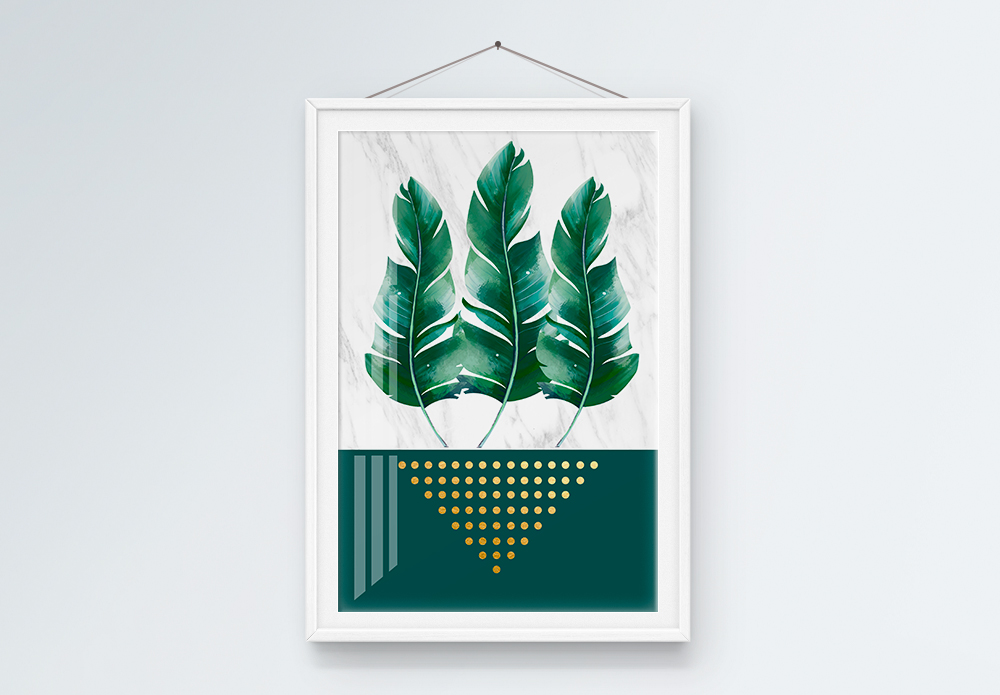 现代简约几何抽象轻奢植物装饰画图片素材