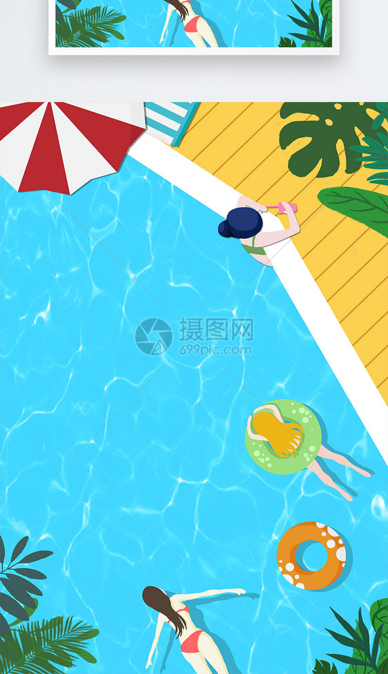 夏日游泳海报背景图片