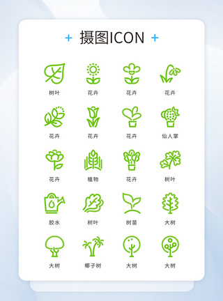 长尾图标UI设计icon图标绿色简约植物模板
