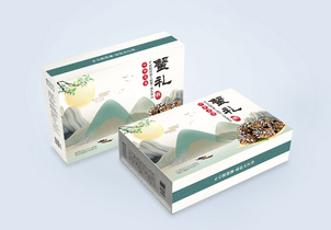 中式山水大闸蟹礼盒包装图片