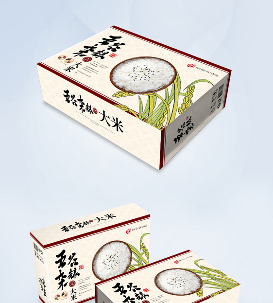 中国风五谷杂粮大米包装礼盒图片