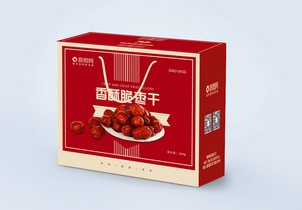 红色枣干坚果美食礼盒包装盒图片