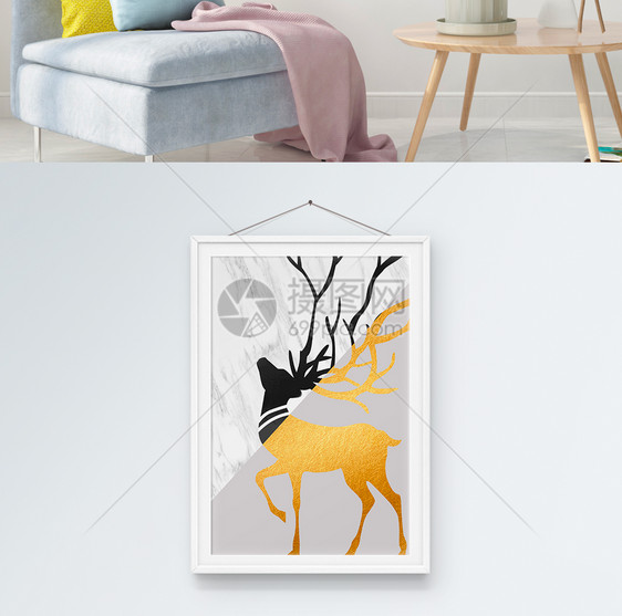 北欧麋鹿现代简约装饰画图片