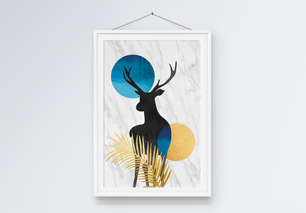 抽象创意北欧麋鹿装饰画高清图片