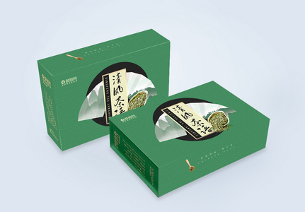 绿色清风茶语茶叶包装礼盒高清图片