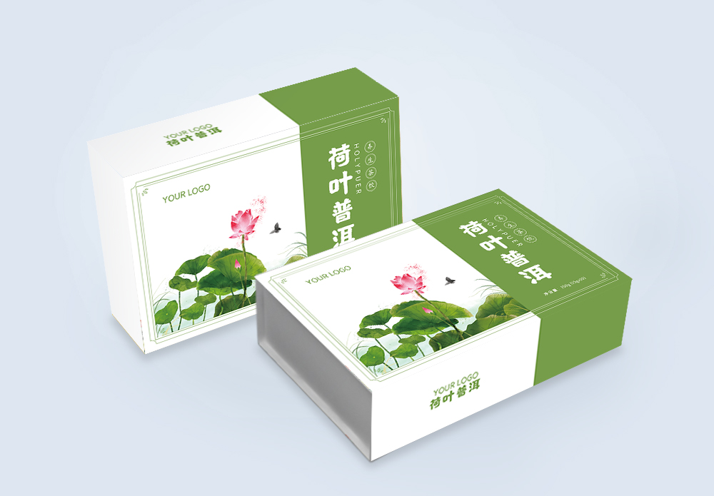 荷叶普洱茶叶包装设计图片素材