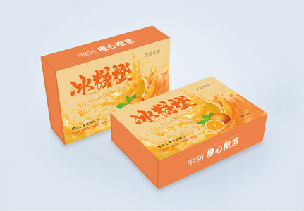 冰糖橙水果包装盒设计高清图片