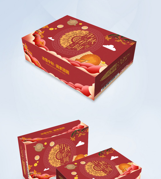 红色中秋佳节月饼礼盒图片