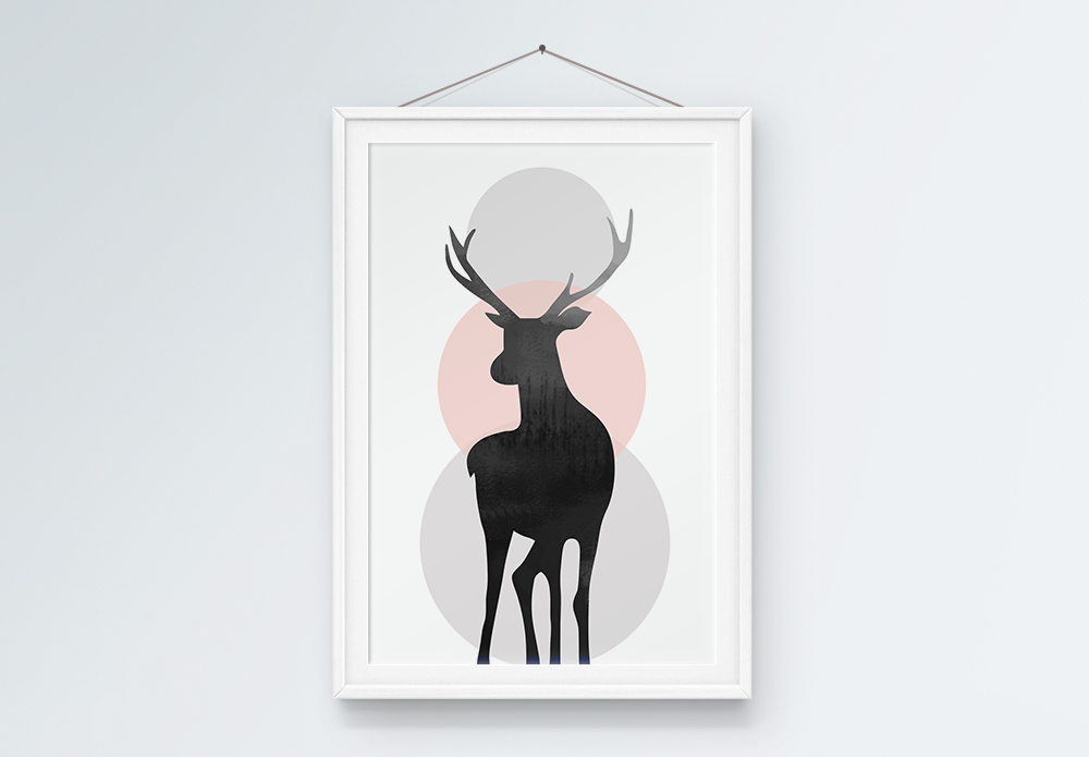 现代简约几何抽象麋鹿北欧小清新装饰画图片素材