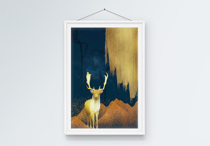 发财鹿装饰画壁画图片