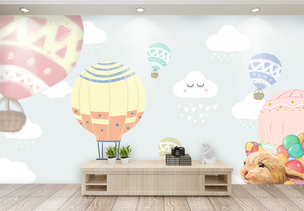 热气球卡通壁纸背景墙图片素材