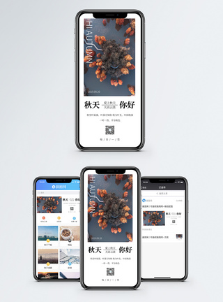 秋天你好手机海报设计图片