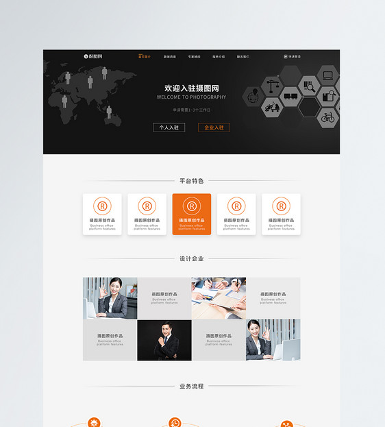 ui设计商务官网首页web详情页图片