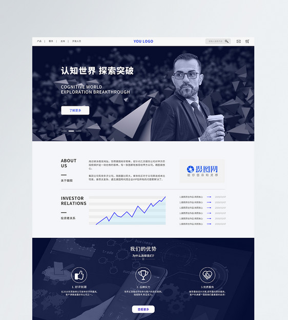 ui设计商务官网首页web详情页图片