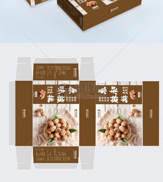 棕色核桃坚果食品零食包装设计图片