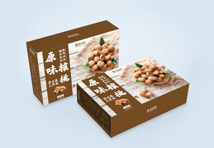 棕色核桃坚果食品零食包装设计图片