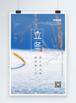 初冬简洁风立冬传统节气海报模板